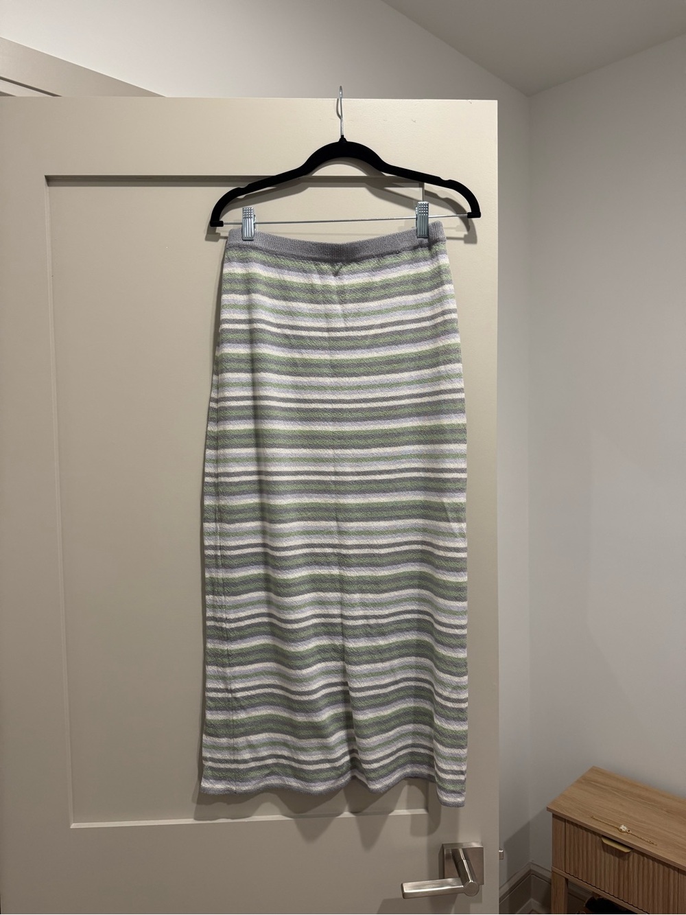 Le Lis Striped Maxi Skirt in Light Green and White